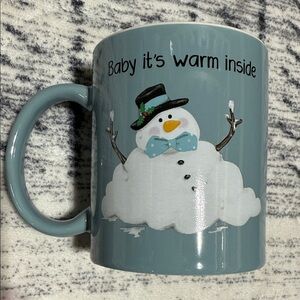 Festive Baby it’s warm inside Snowman Mug - Blue